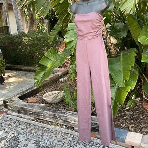 Fore strapless jumpsuit wide leg